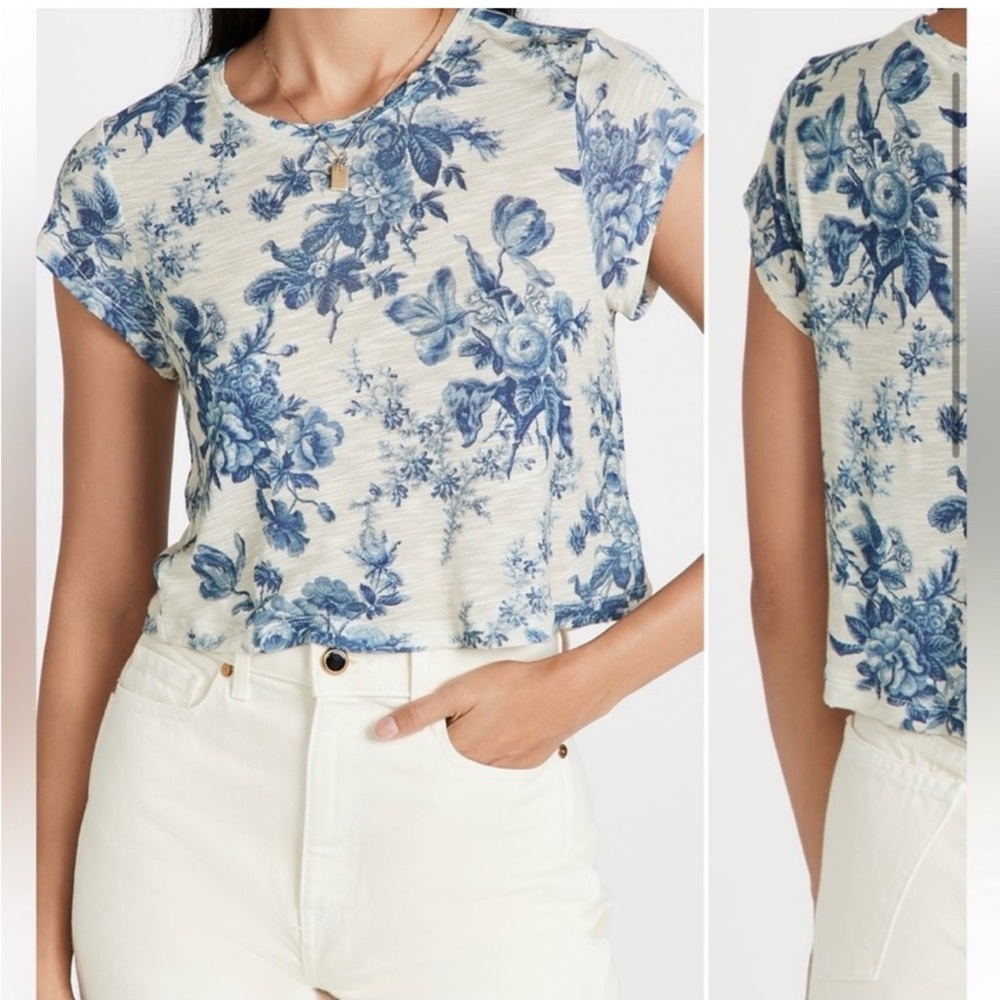 LoveShackFancy Rubin Floral Cropped Tee size small new